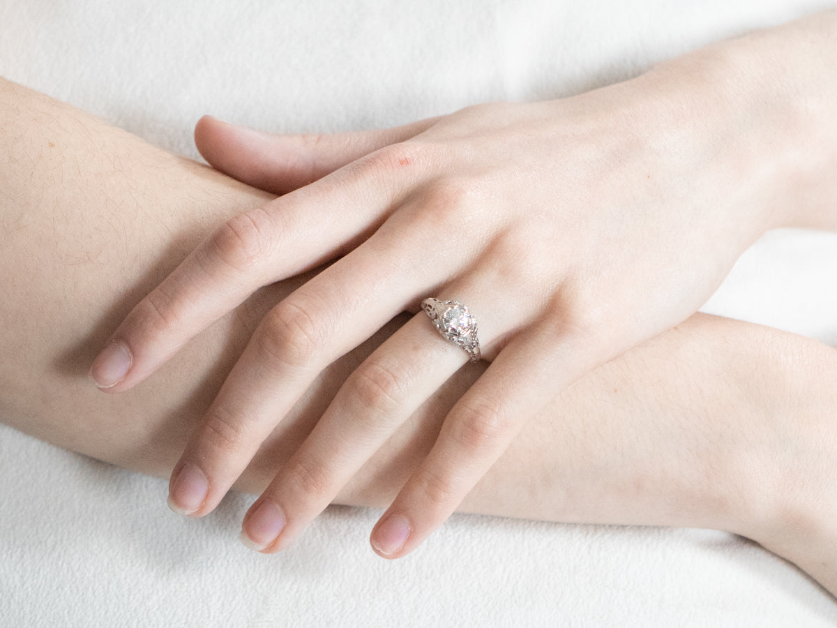 Stunning Art Deco Diamond Solitaire Engagement Ring