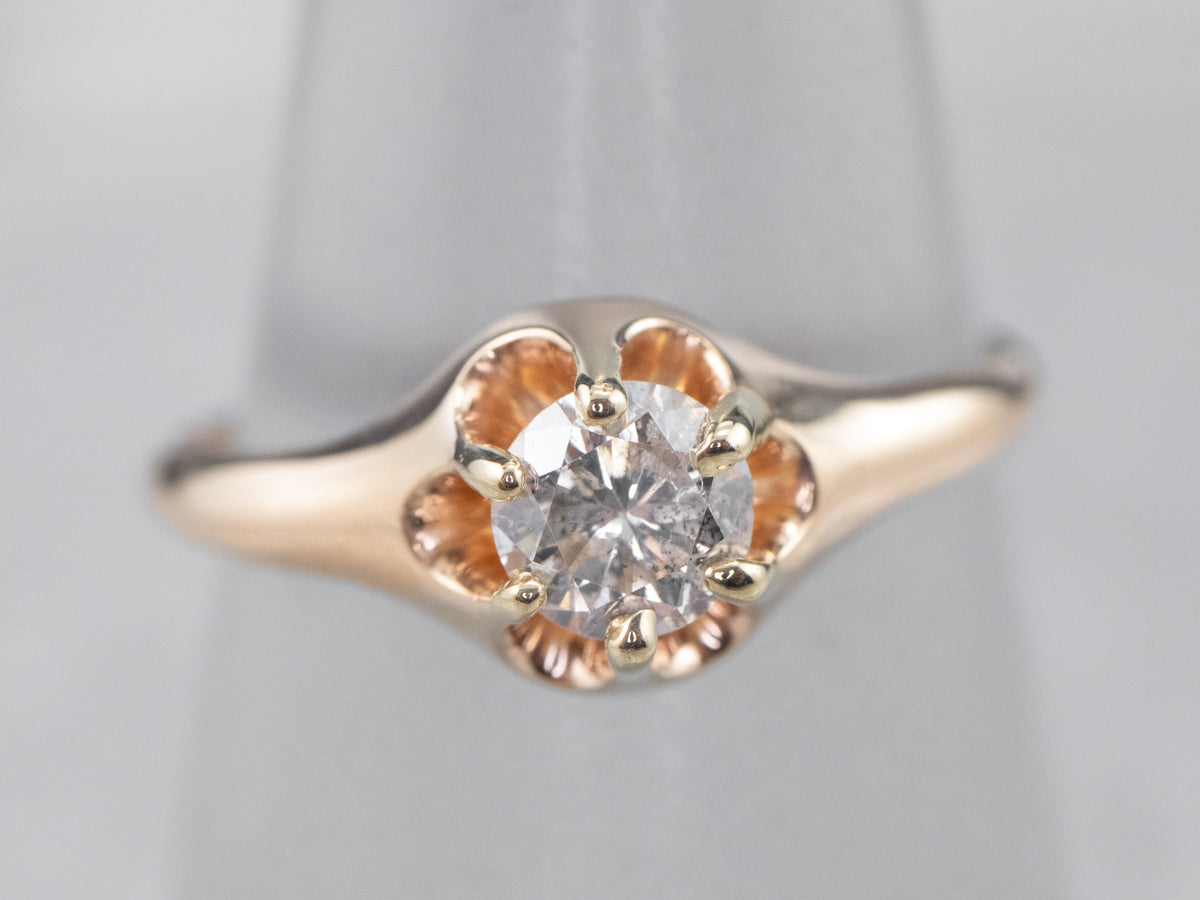 Antique Belcher Set Diamond Engagement Ring