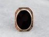 Retro Black Onyx Ring in Engraved Yellow Gold