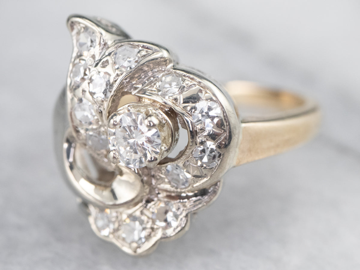 Anillo de aniversario de diamantes retro