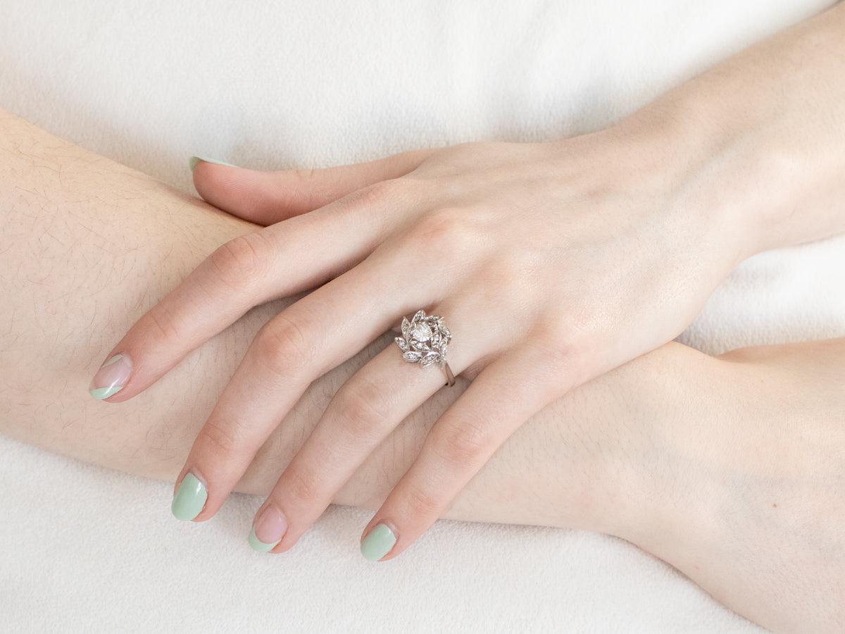 Anillo de aniversario de diamantes retro