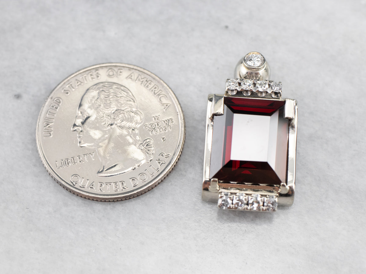 White Gold Pyrope Garnet and Diamond Pendant