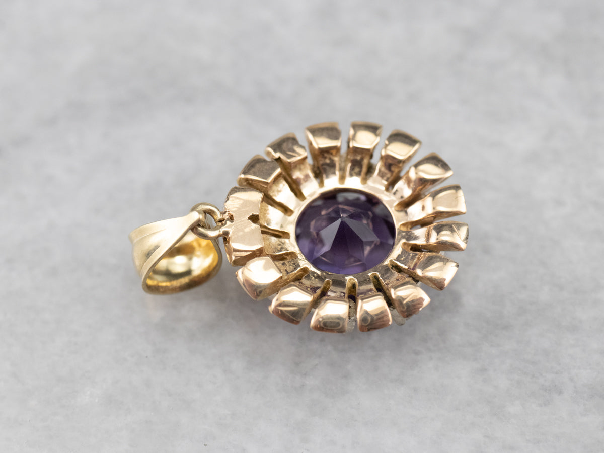 Amethyst and Diamond Halo Pendant