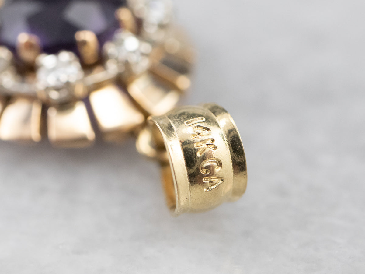 Amethyst and Diamond Halo Pendant