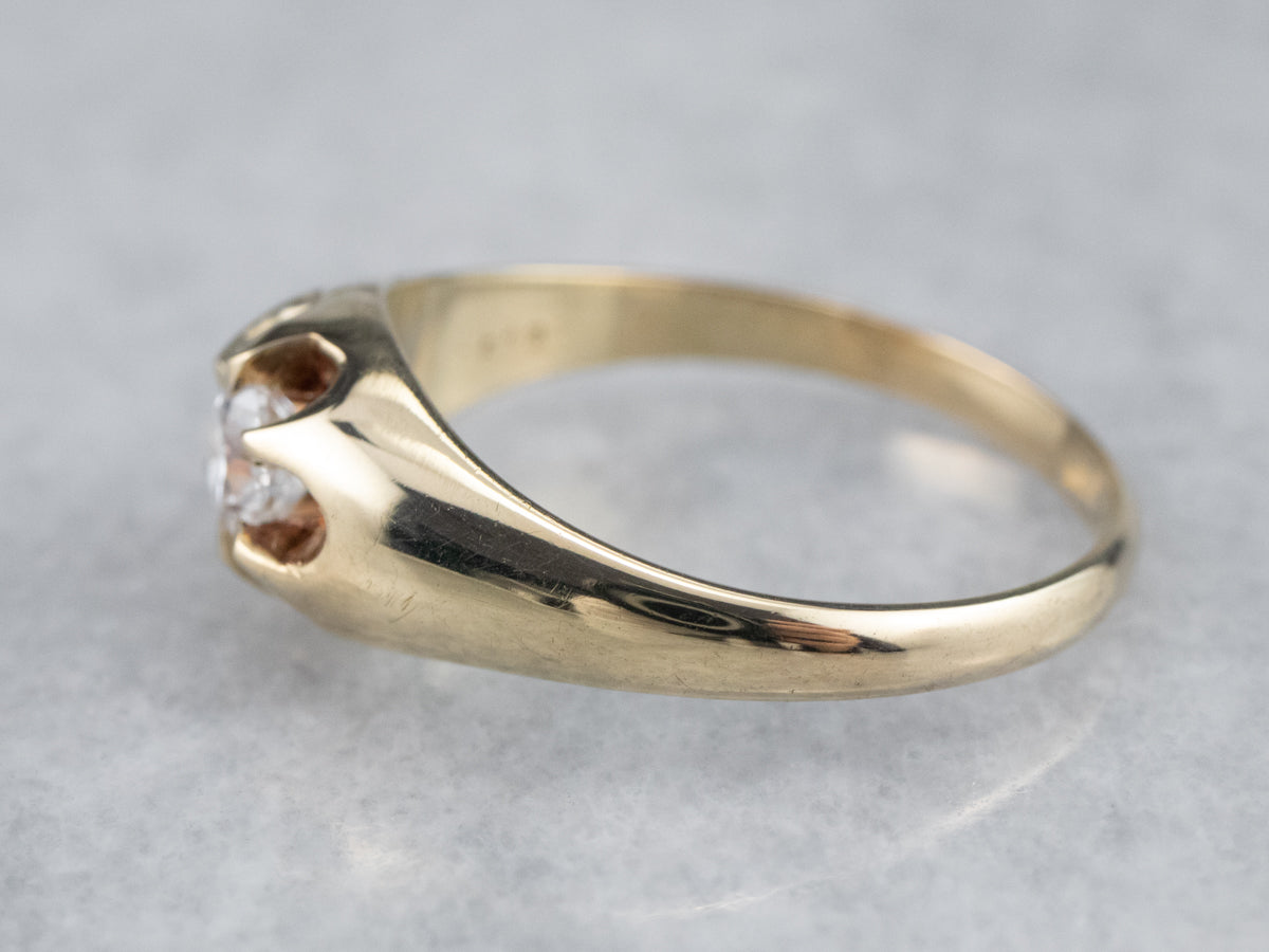 Anillo de compromiso de diamantes engastado Belcher antiguo