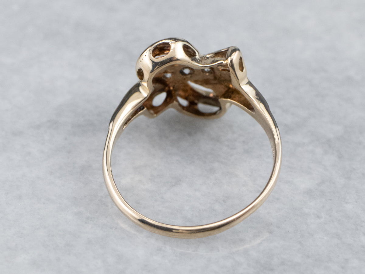 Retro Gold Bow Diamond Ring