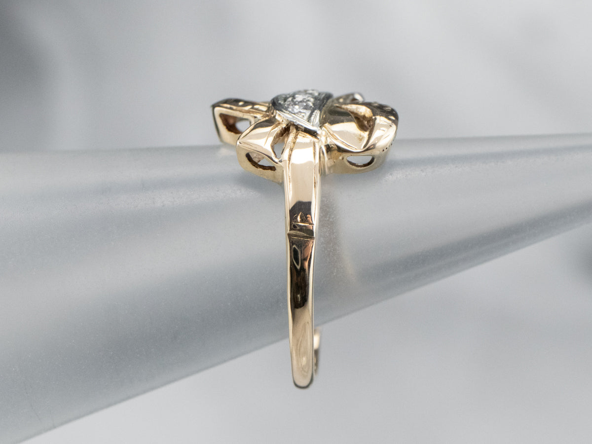 Retro Gold Bow Diamond Ring