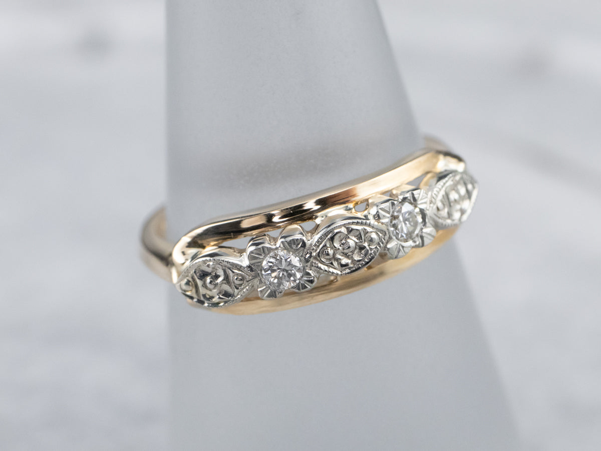 Retro Era Two Tone Diamond Band