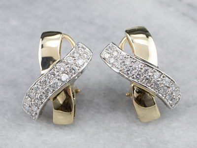 Modern Gold Diamond X Stud Earrings