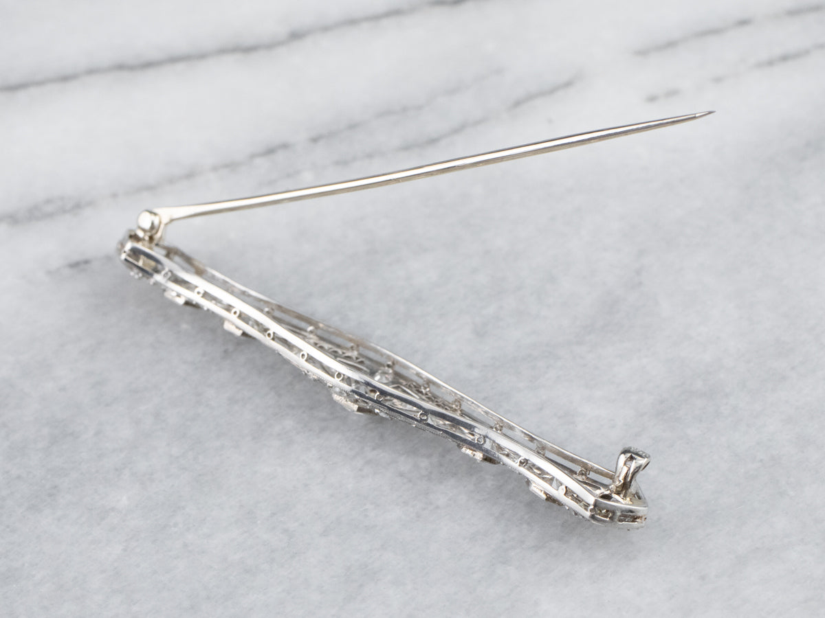 Broche de filigrana de diamantes Art Déco de platino