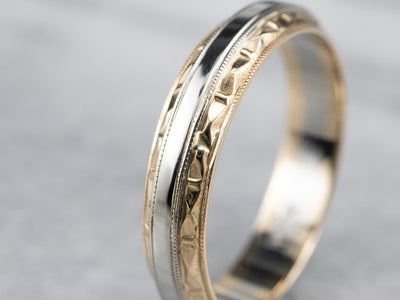 Mid Century Two Tone Gold Pattern Band