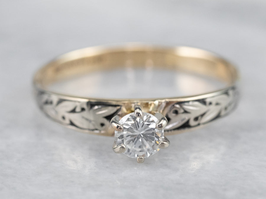 Botanical Diamond Solitaire Engagement Ring