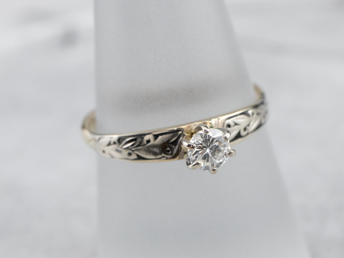 Botanical Diamond Solitaire Engagement Ring