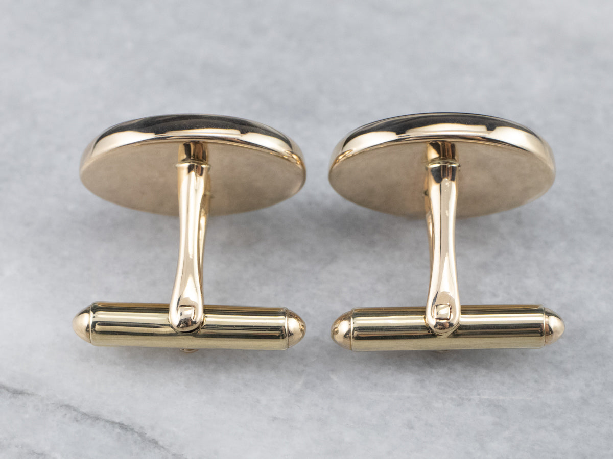 Gold Black Onyx and Opal Cufflinks