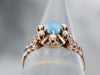 Victorian Era Glass Turquoise and Seed Pearl Halo Ring