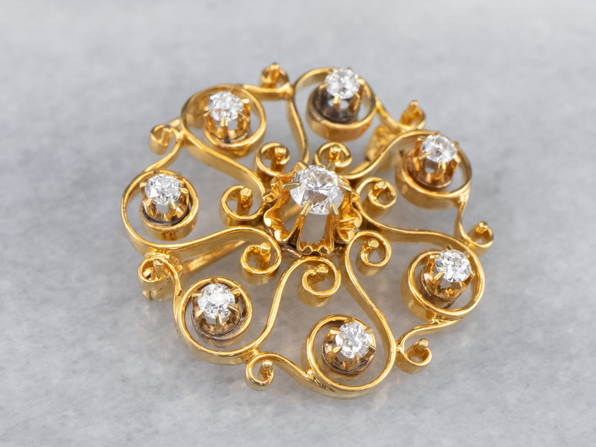 Vintage Buttercup Diamond Brooch or Pendant