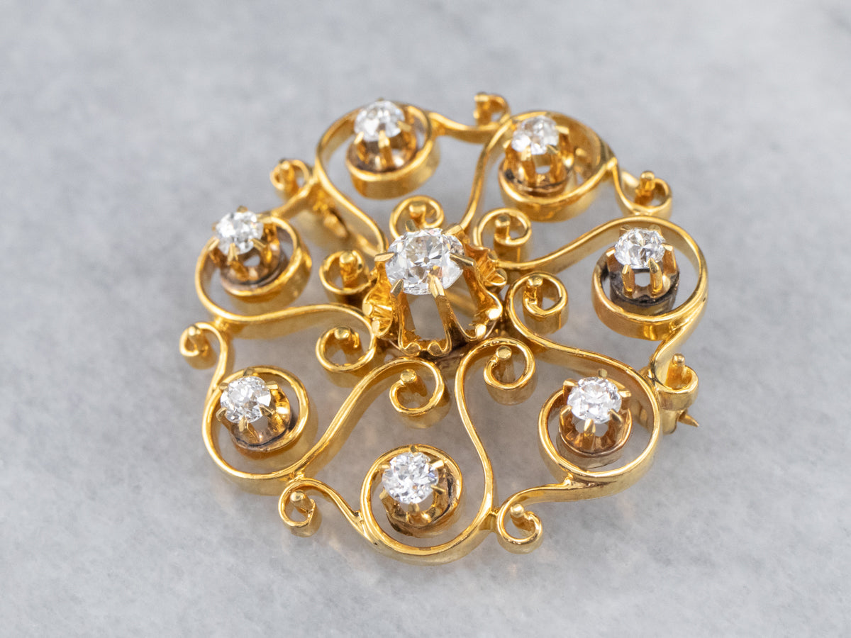 Vintage Buttercup Diamond Brooch or Pendant