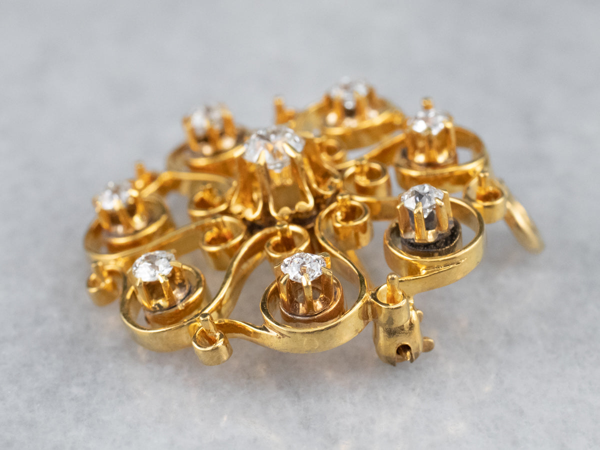 Vintage Buttercup Diamond Brooch or Pendant