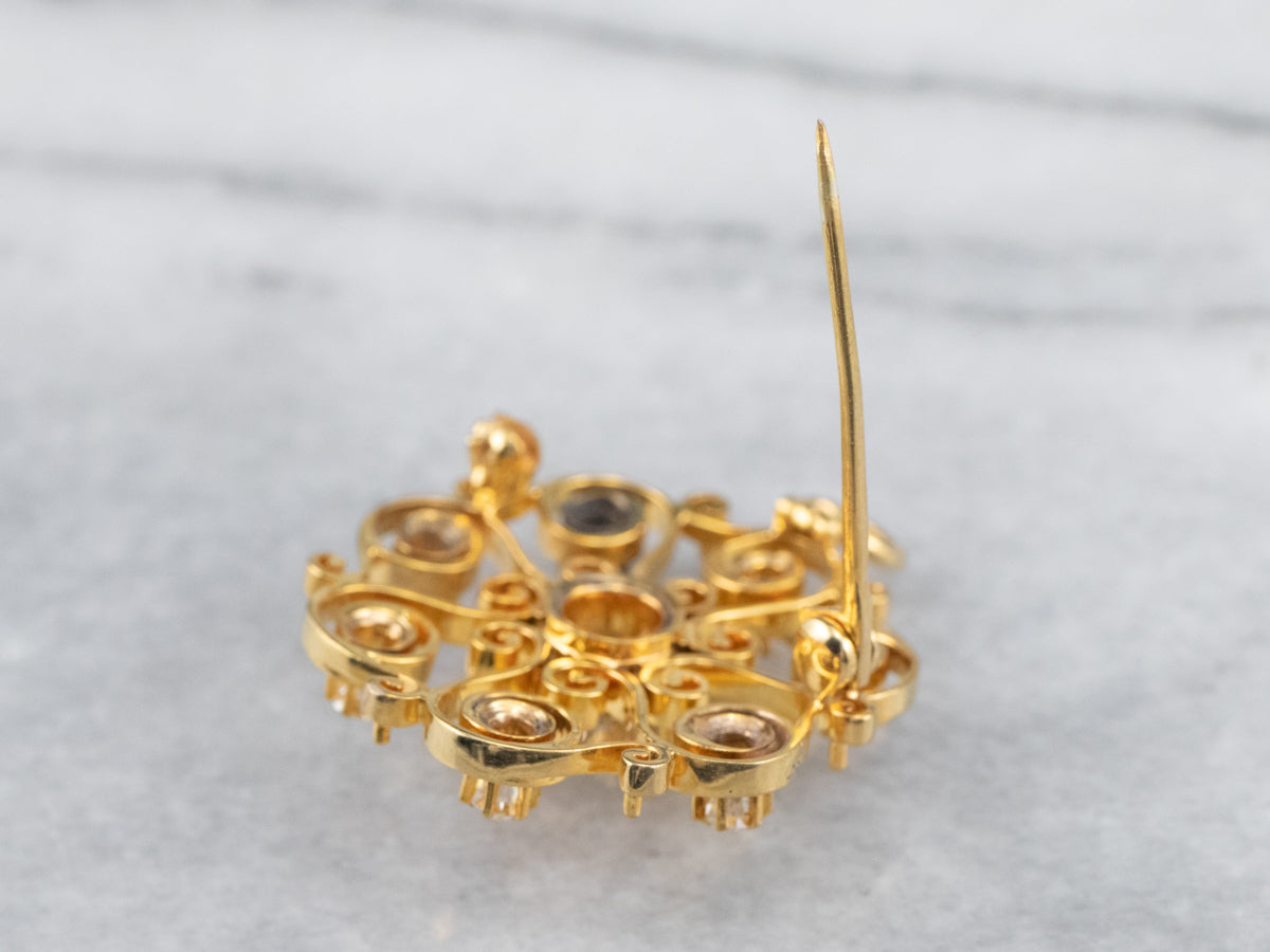 Vintage Buttercup Diamond Brooch or Pendant