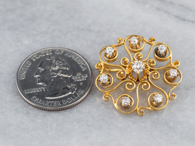 Vintage Buttercup Diamond Brooch or Pendant
