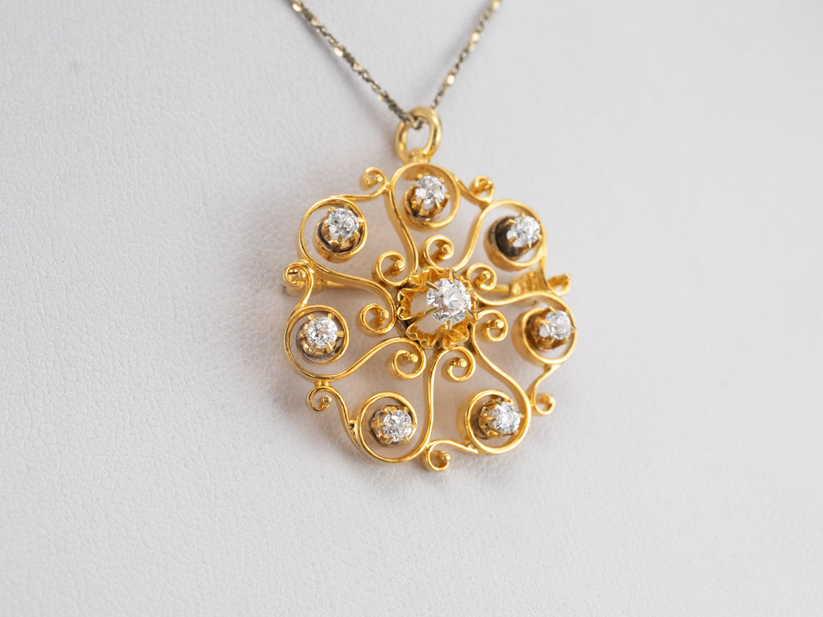 Vintage Buttercup Diamond Brooch or Pendant