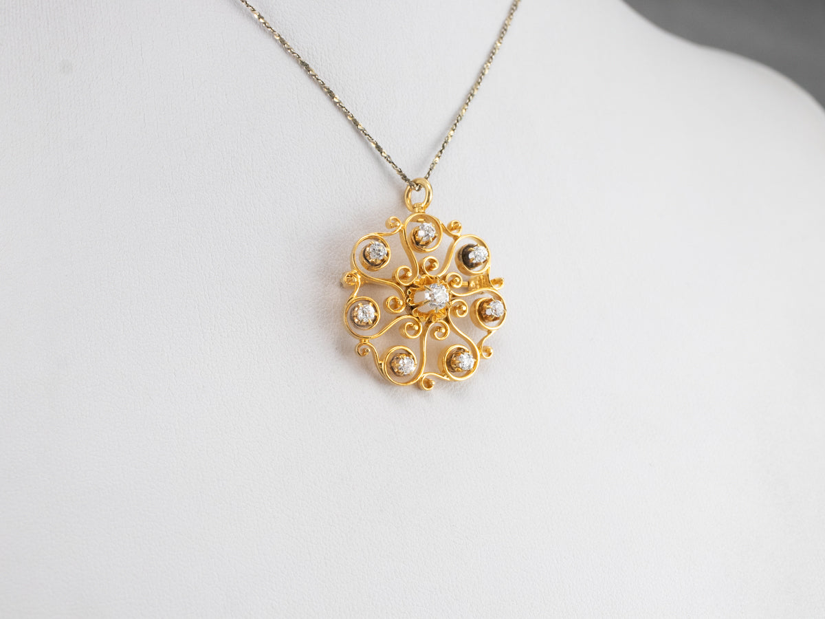 Vintage Buttercup Diamond Brooch or Pendant