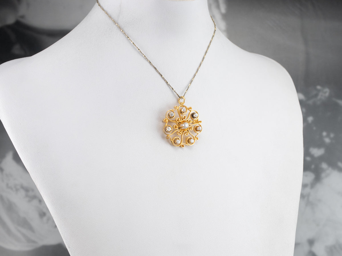 Vintage Buttercup Diamond Brooch or Pendant