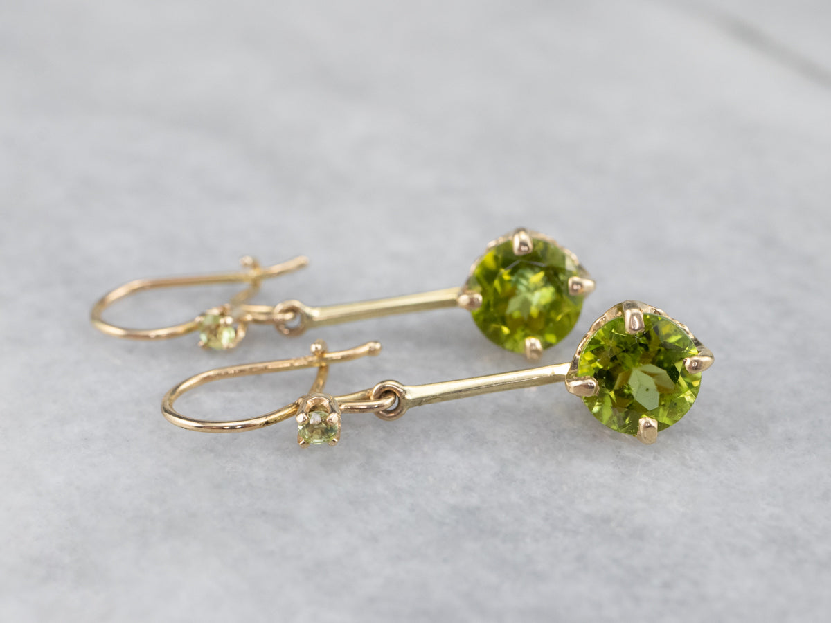 Gold Prong-Set Peridot Drop Earrings