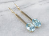 Blue Topaz Long Gold Drop Earrings
