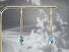 Blue Topaz Long Gold Drop Earrings