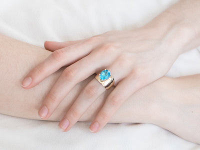 Blue Topaz and Gold Statement Ring