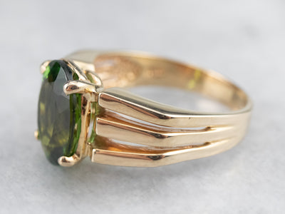 Vintage Green Tourmaline and Gold Ring