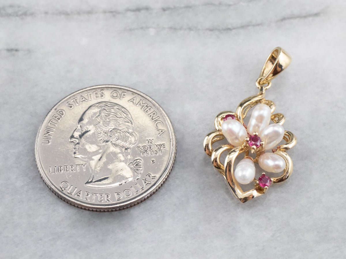 Vintage Pearl and Ruby Pendant