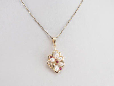 Vintage Pearl and Ruby Pendant