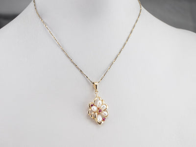 Vintage Pearl and Ruby Pendant