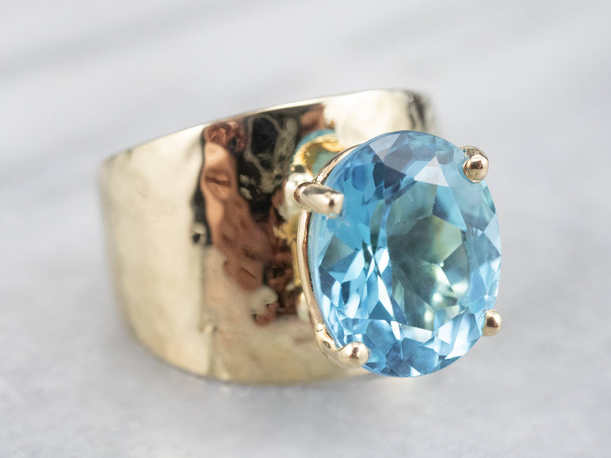 Blue Topaz and Gold Statement Ring