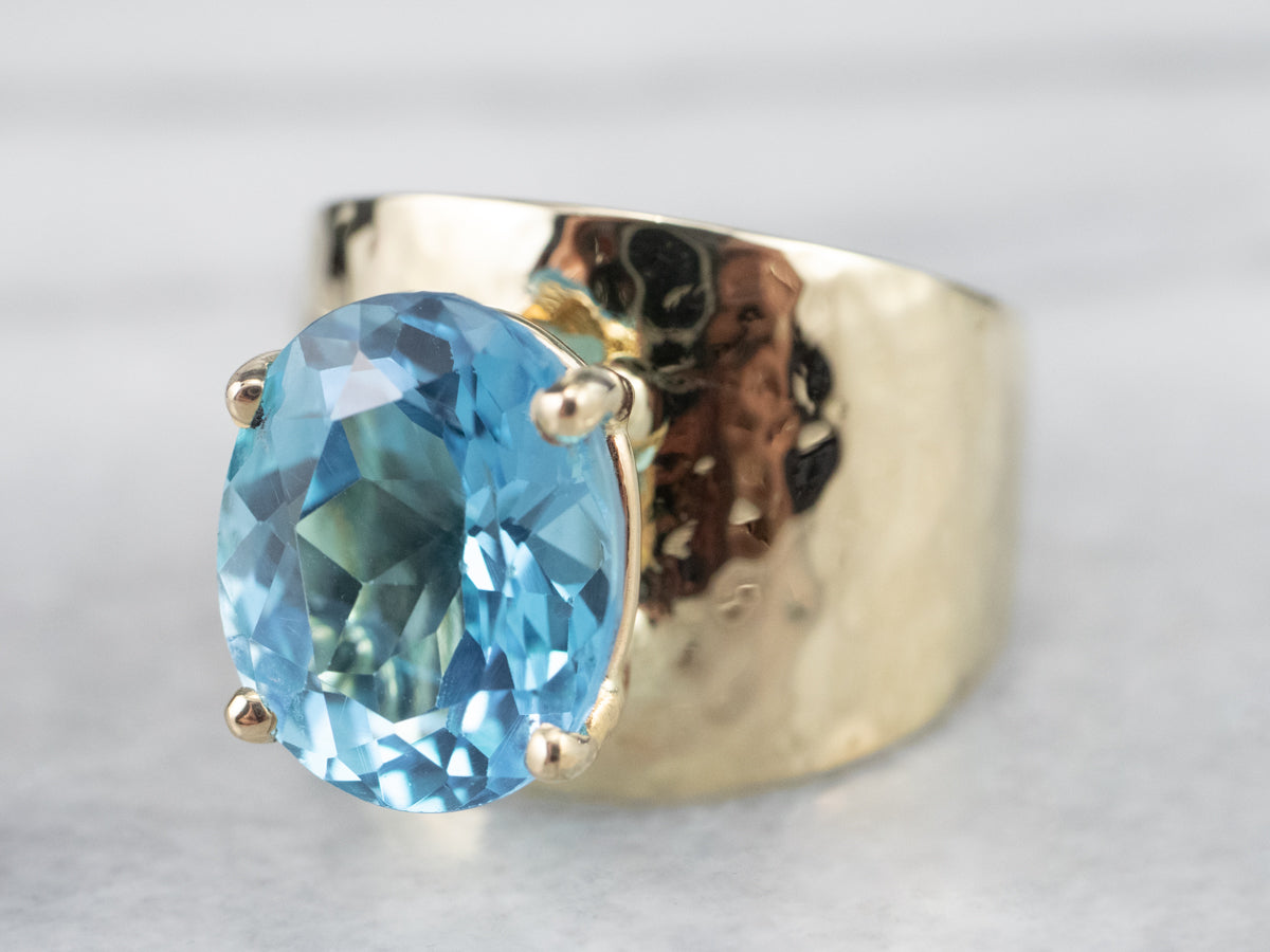 Blue Topaz and Gold Statement Ring