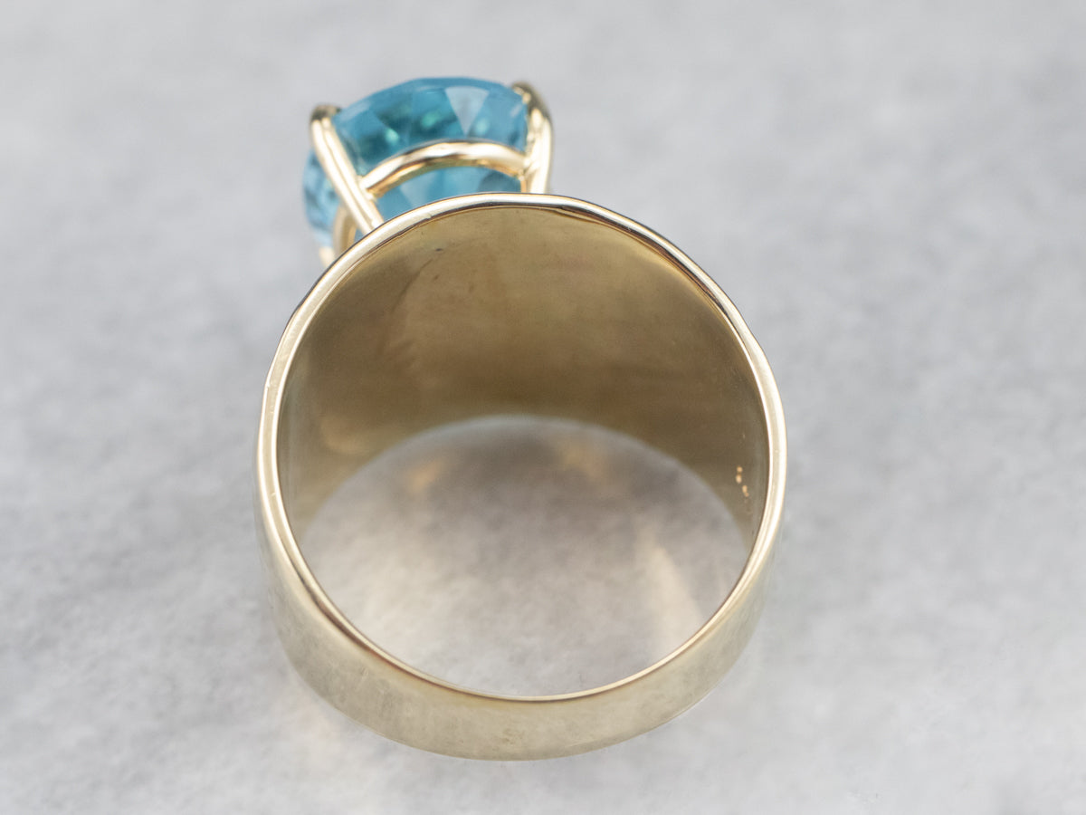 Blue Topaz and Gold Statement Ring