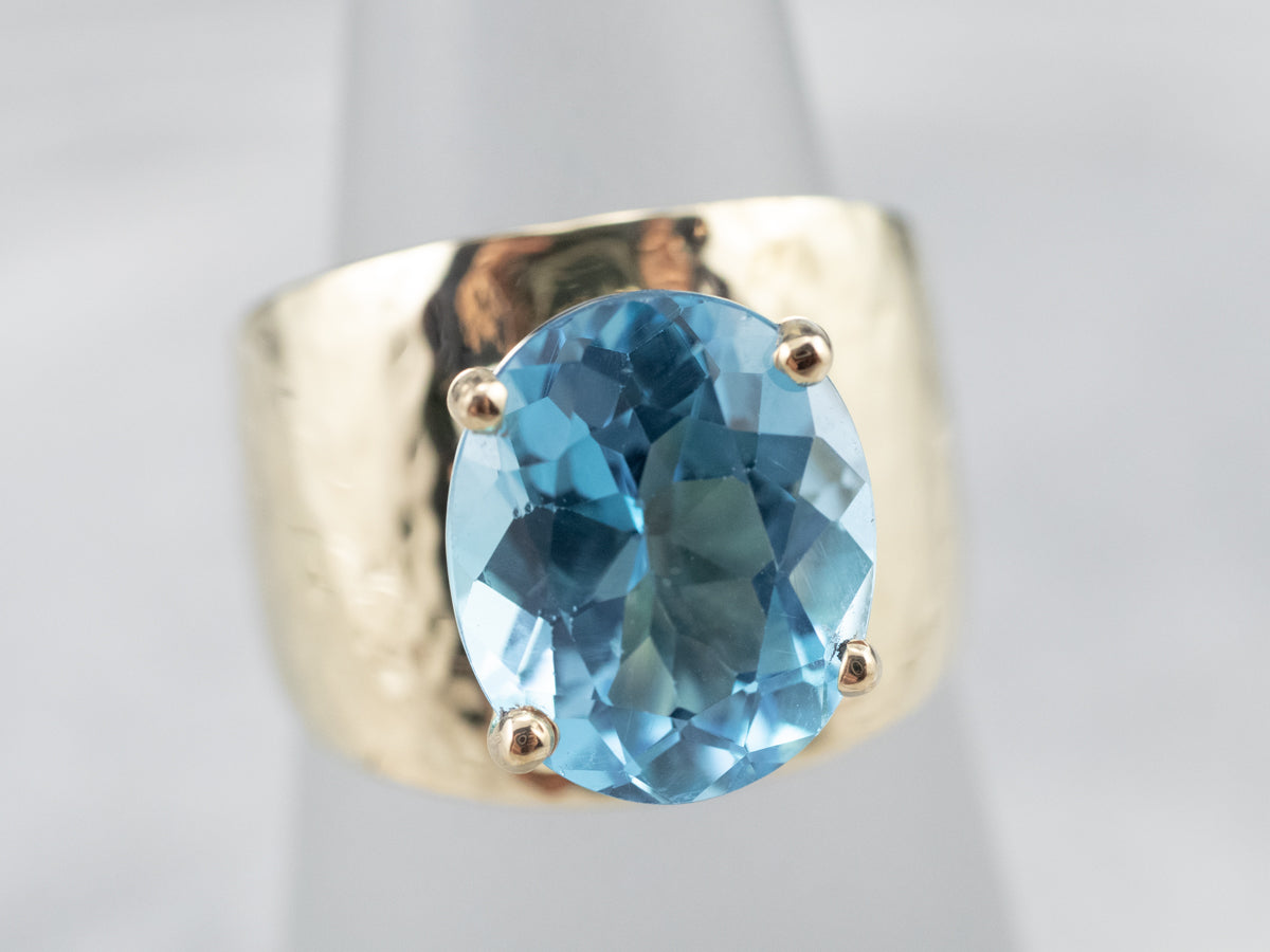 Blue Topaz and Gold Statement Ring