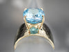 Blue Topaz and Gold Statement Ring