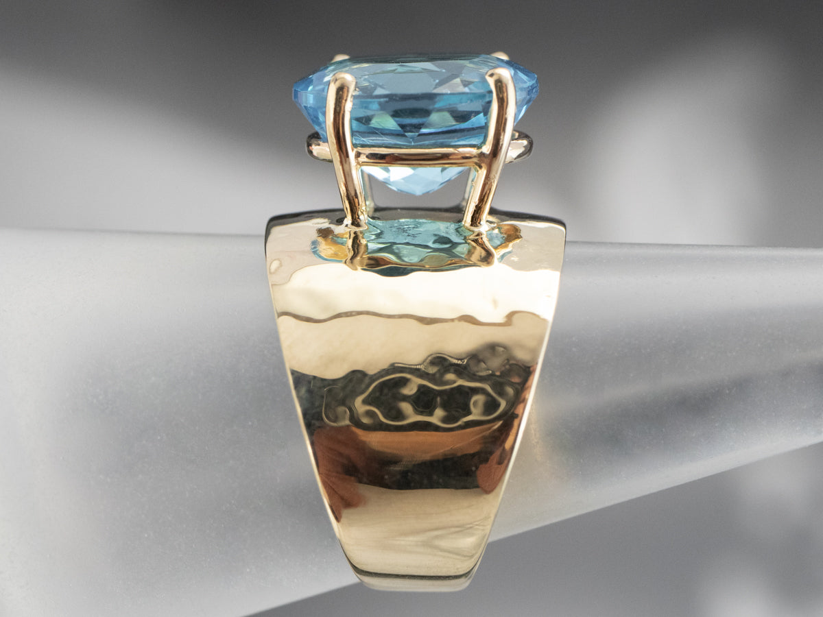 Blue Topaz and Gold Statement Ring