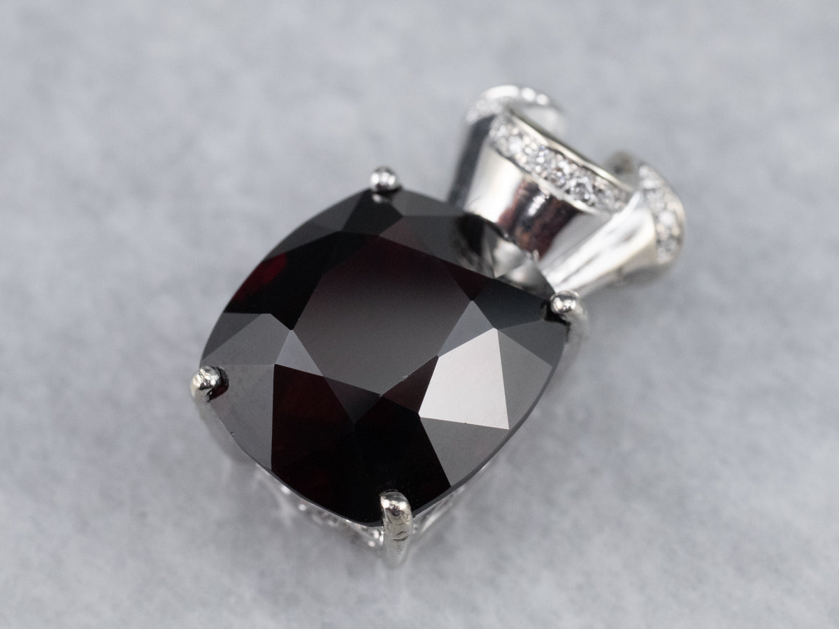 Modern Garnet and Diamond Pendant