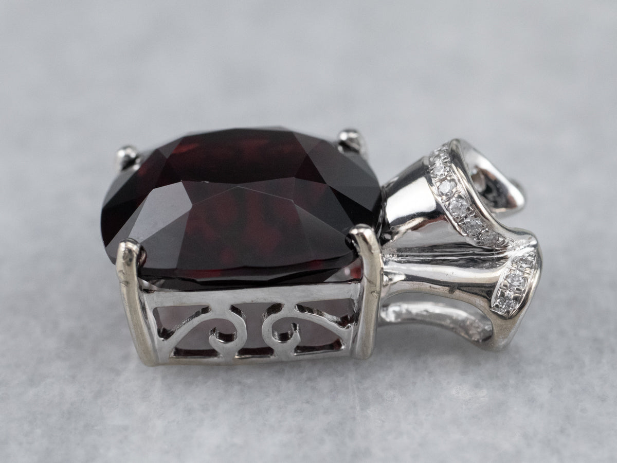 Modern Garnet and Diamond Pendant