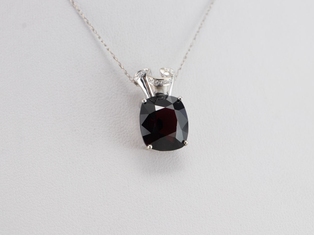 Modern Garnet and Diamond Pendant