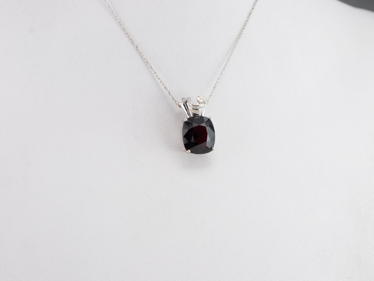 Modern Garnet and Diamond Pendant