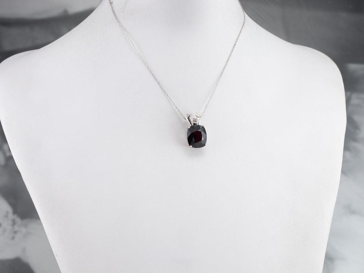 Modern Garnet and Diamond Pendant