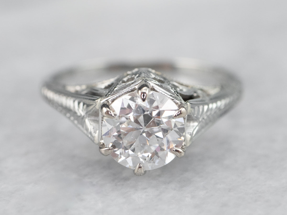 Art Deco GIA Diamond Engagement Ring