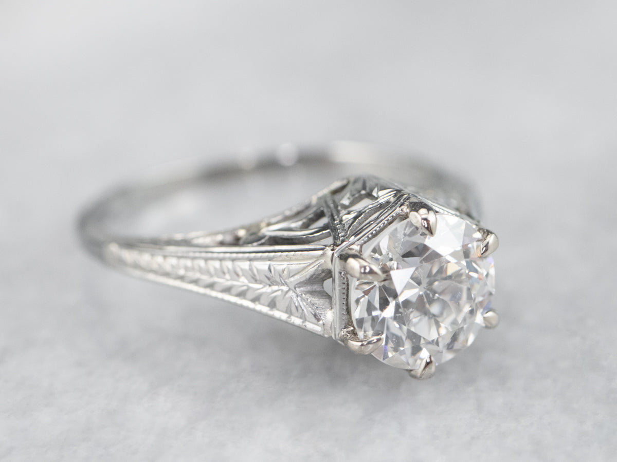 Art Deco GIA Diamond Engagement Ring