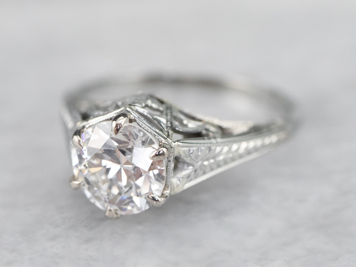 Art Deco GIA Diamond Engagement Ring