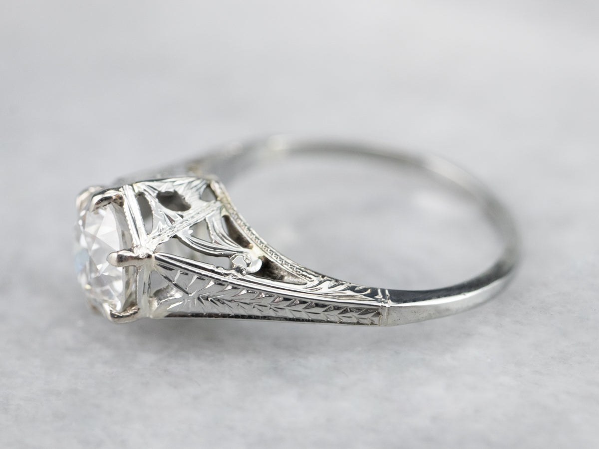 Art Deco GIA Diamond Engagement Ring